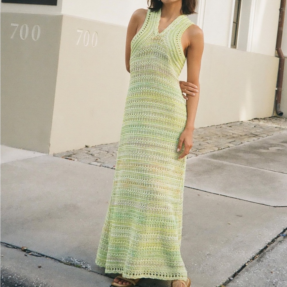Zara green marl knit midi dress NWT